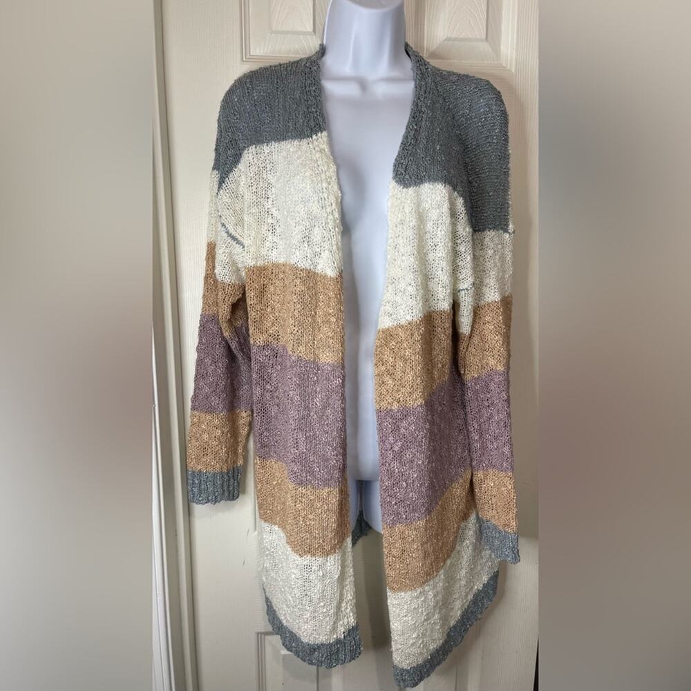 Altar’d  State Beachy Bohemian Knit Color Block Open Front Cardigan size M/L